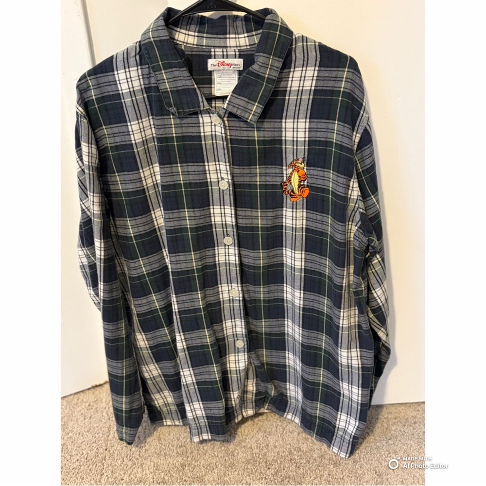 Vintage - Disney Blue and White Plaid Sleep Shirt